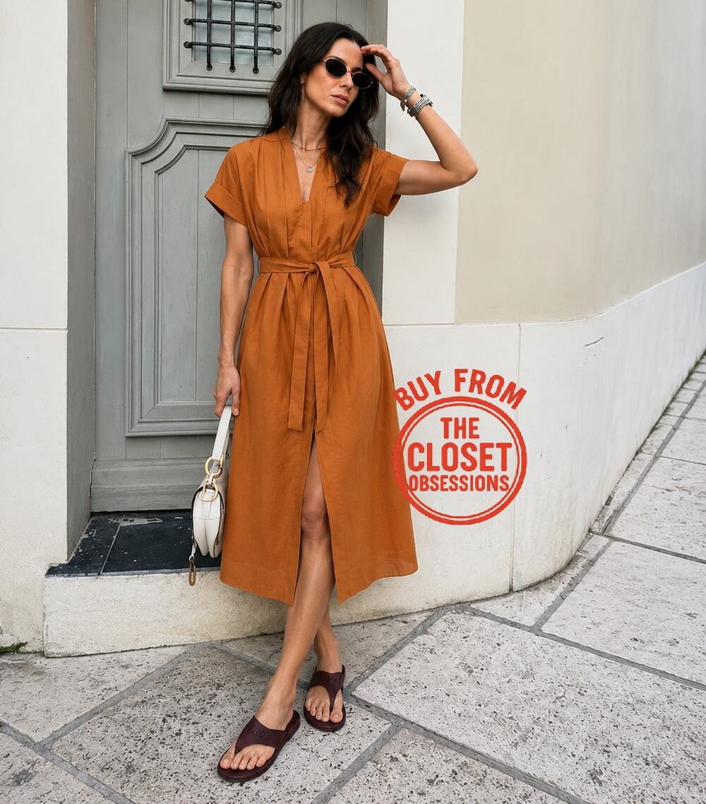RARE ZARA Burnt Orange Cotton Midi Dress NWT